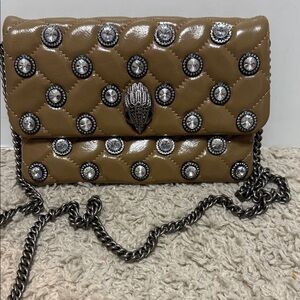 Kurt Geiger Brown Studded Clutch with Chain